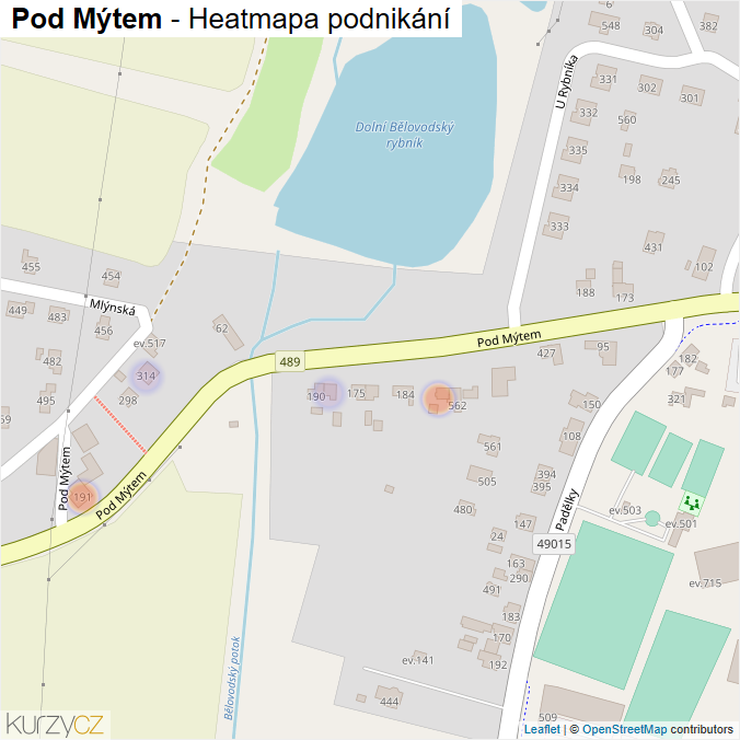 Mapa Pod Mýtem - Firmy v ulici.