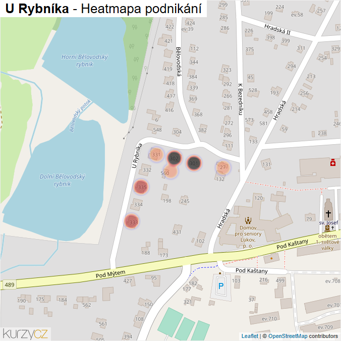 Mapa U Rybníka - Firmy v ulici.