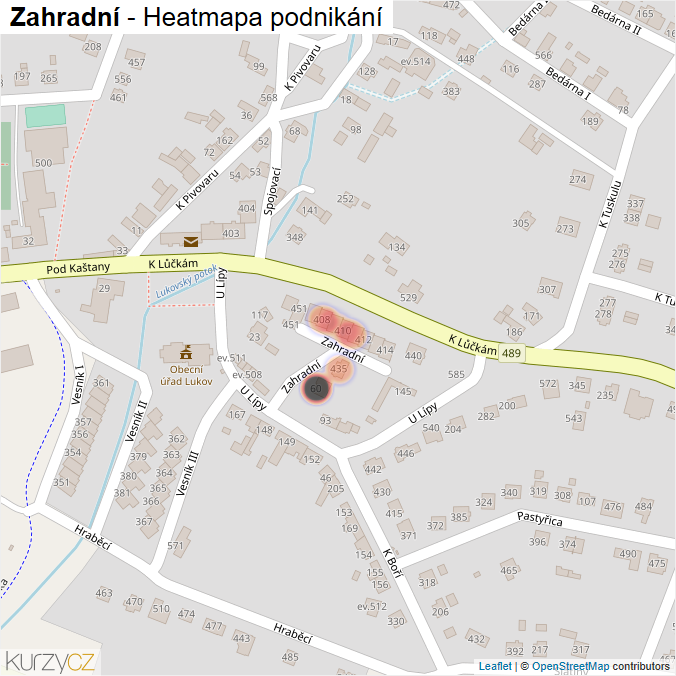 Mapa Zahradní - Firmy v ulici.