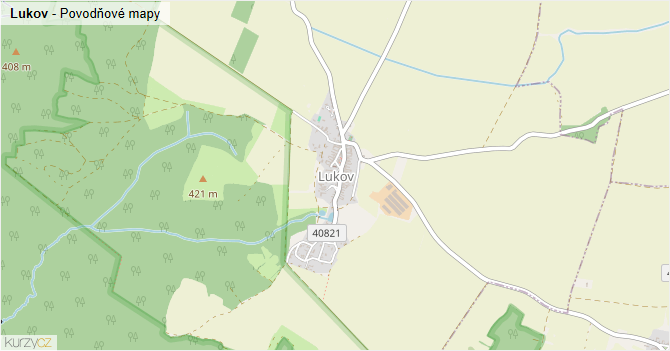 Lukov - záplavové mapy stoleté vody