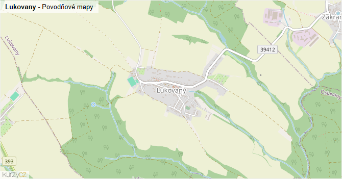 Lukovany - záplavové mapy stoleté vody