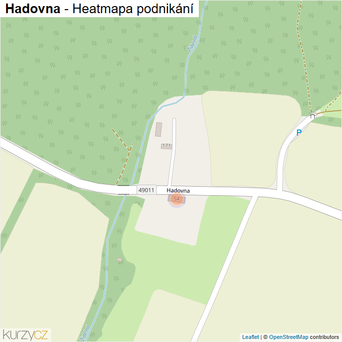 Mapa Hadovna - Firmy v ulici.