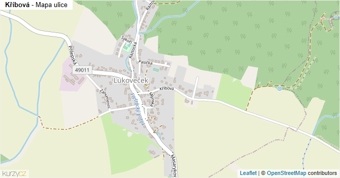 Kříbová - mapa ulice