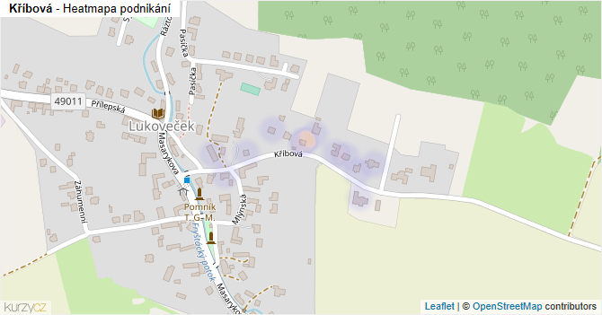 Kříbová - mapa podnikání