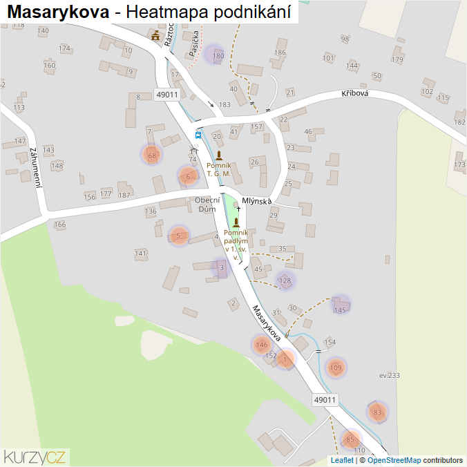 Mapa Masarykova - Firmy v ulici.