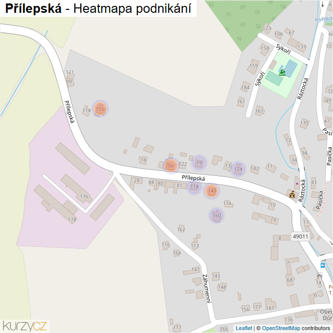 Mapa Přílepská - Firmy v ulici.