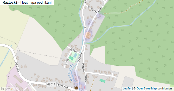 Ráztocká - mapa podnikání