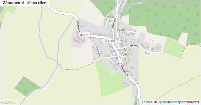 Záhumenní - mapa ulice