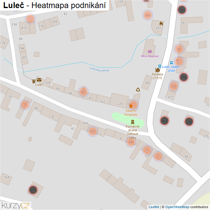 Mapa Luleč - Firmy v obci.