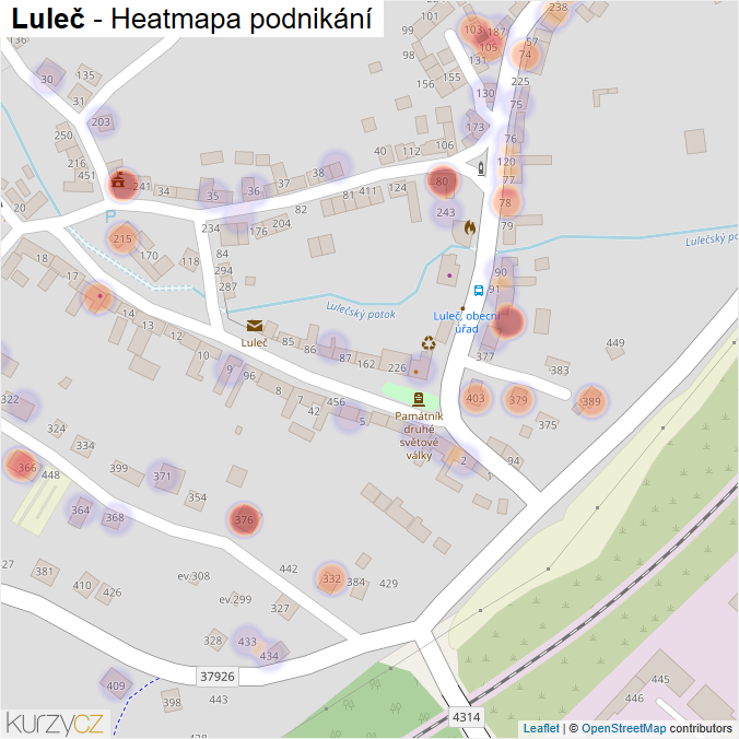 Mapa Luleč - Firmy v části obce.