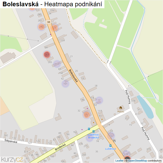 Mapa Boleslavská - Firmy v ulici.