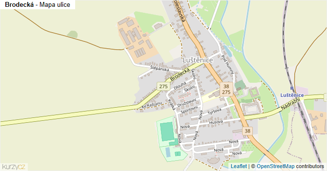 Brodecká - mapa ulice