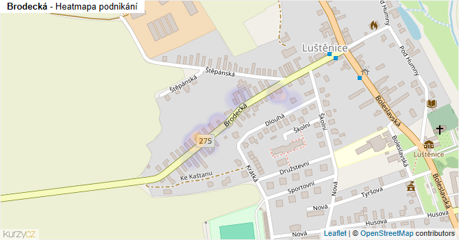 Brodecká - mapa podnikání