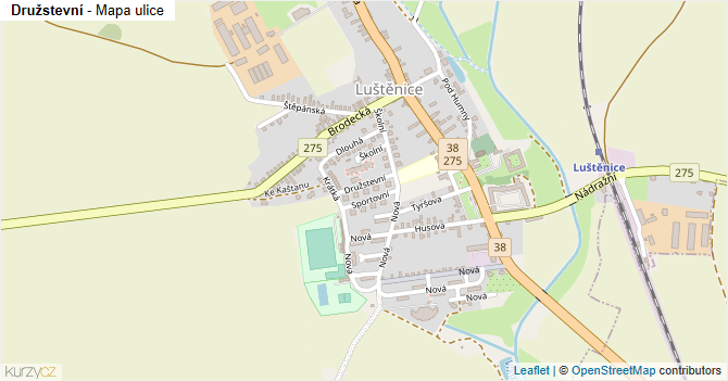 Družstevní - mapa ulice