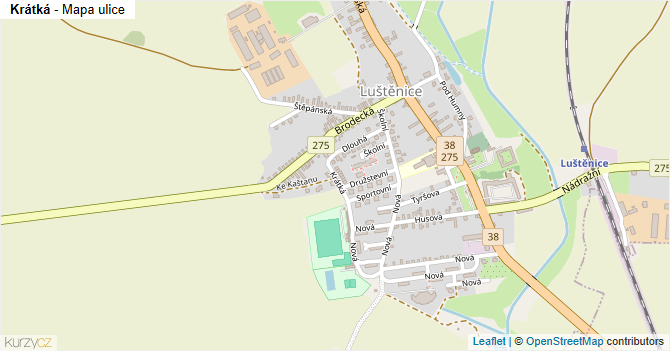 Krátká - mapa ulice