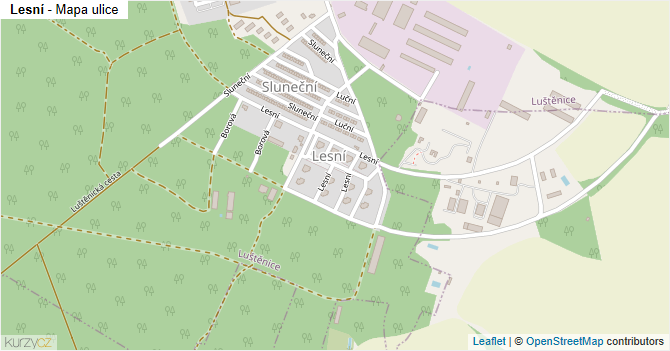 Lesní - mapa ulice