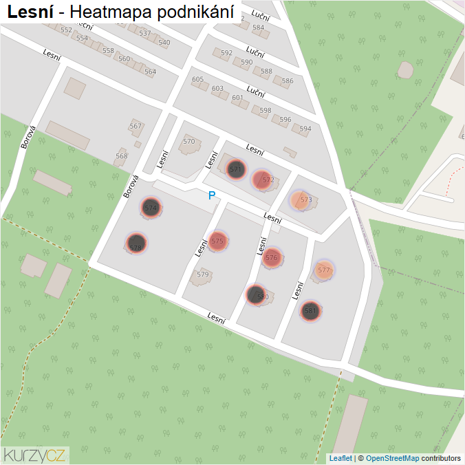 Mapa Lesní - Firmy v ulici.
