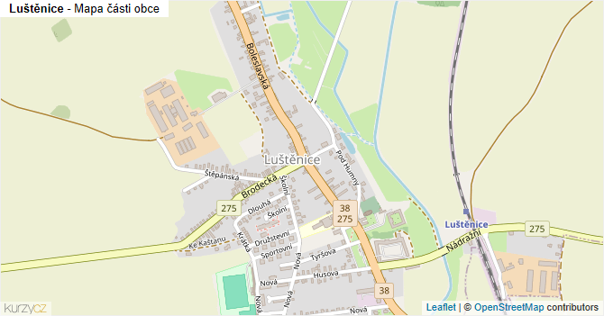 Luštěnice - mapa části obce