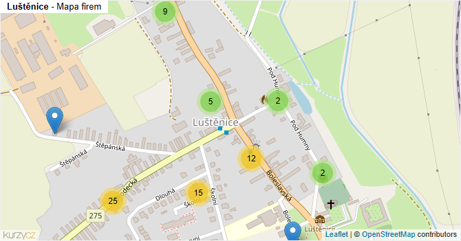 Luštěnice - mapa firem