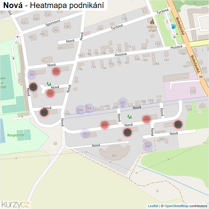 Mapa Nová - Firmy v ulici.