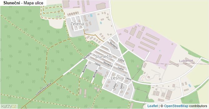 Sluneční - mapa ulice