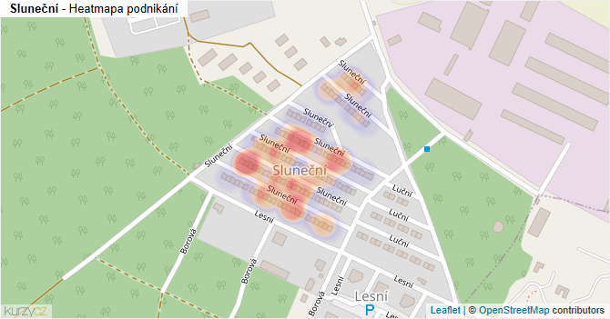 Sluneční - mapa podnikání