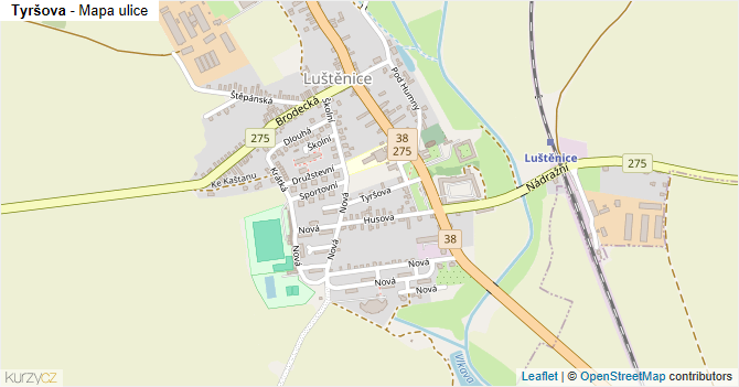 Tyršova - mapa ulice
