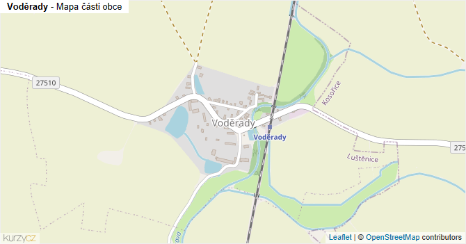 Voděrady - mapa části obce