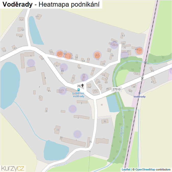 Mapa Voděrady - Firmy v části obce.