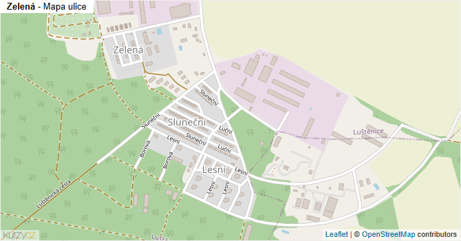 Zelená - mapa ulice