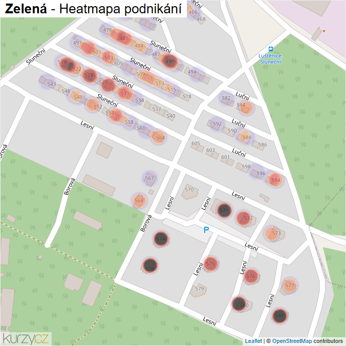 Mapa Zelená - Firmy v části obce.