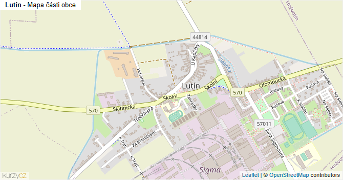 Lutín - mapa části obce