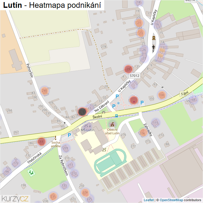 Mapa Lutín - Firmy v části obce.