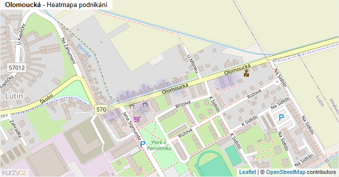 Olomoucká - mapa podnikání