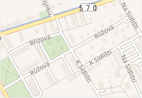 Růžová v obci Lutín - mapa ulice