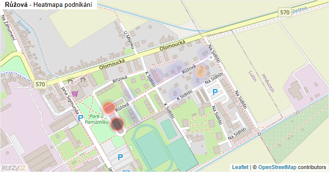 Růžová - mapa podnikání