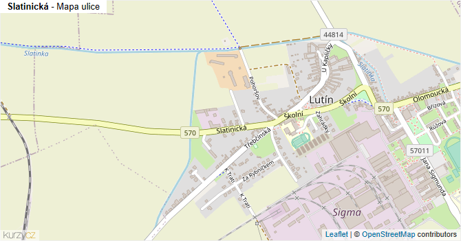 Slatinická - mapa ulice