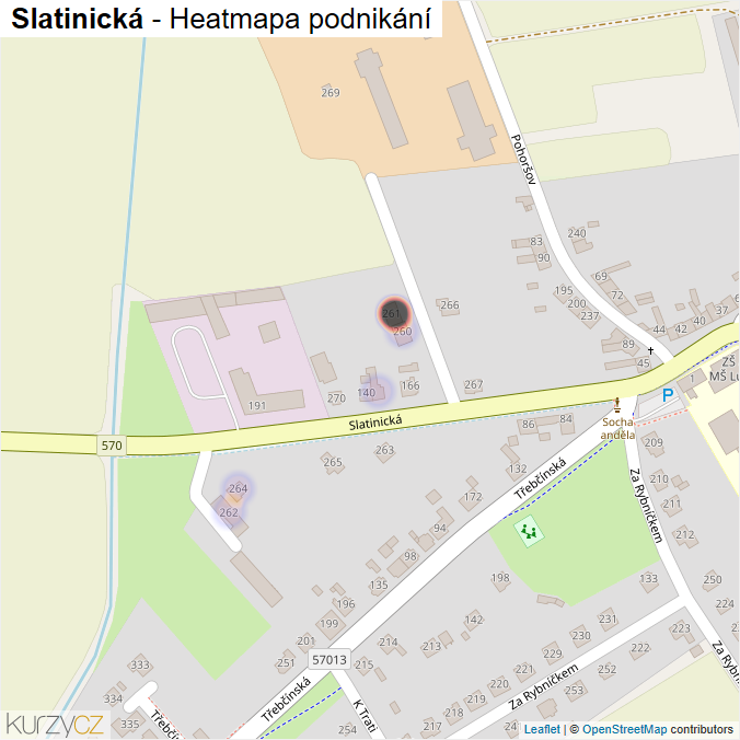 Mapa Slatinická - Firmy v ulici.