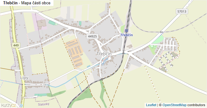 Třebčín - mapa části obce
