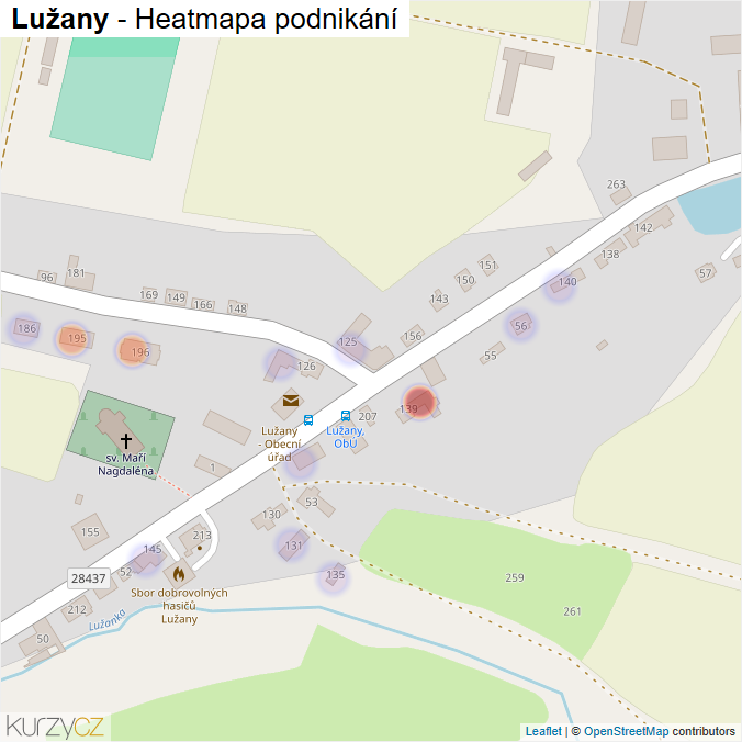Mapa Lužany - Firmy v části obce.