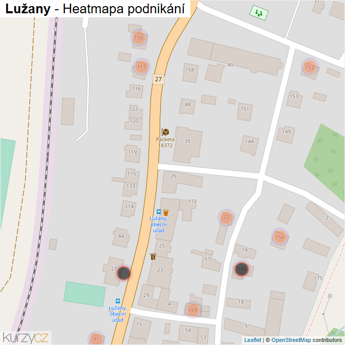 Mapa Lužany - Firmy v obci.