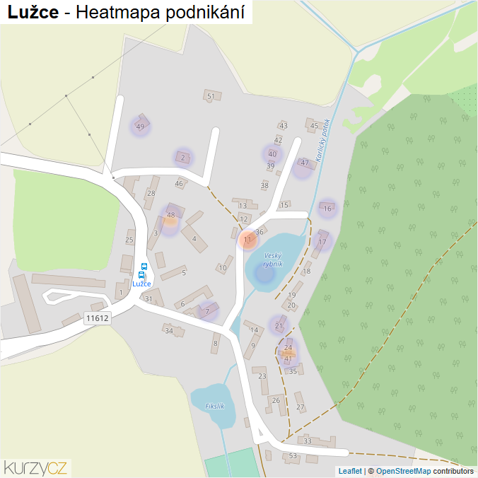 Mapa Lužce - Firmy v části obce.