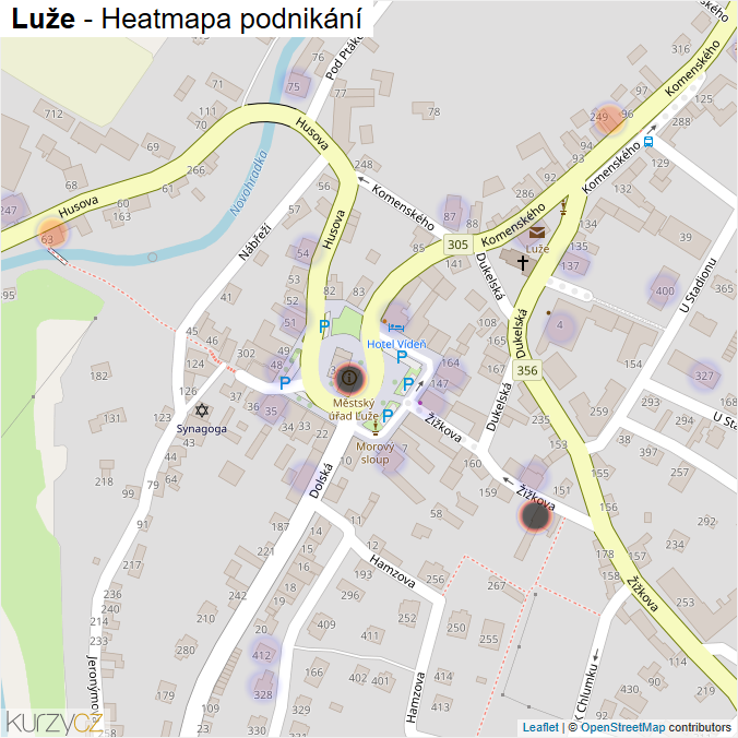Mapa Luže - Firmy v obci.
