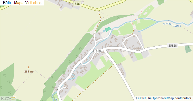 Bělá - mapa části obce