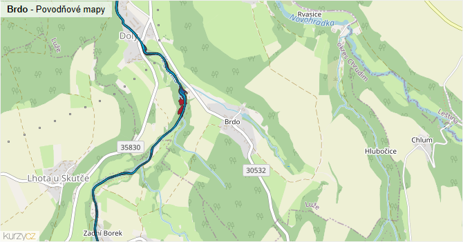 Brdo - záplavové mapy stoleté vody