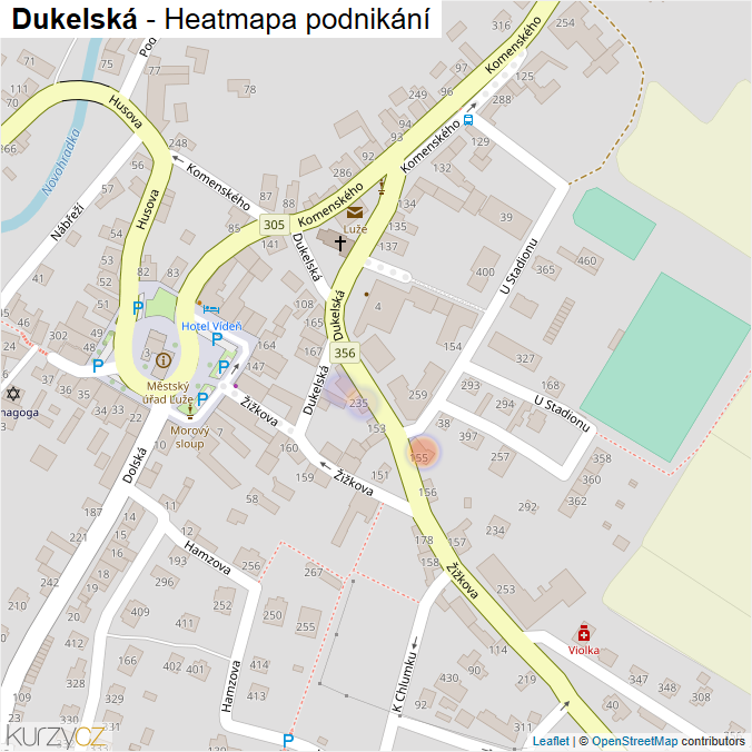 Mapa Dukelská - Firmy v ulici.