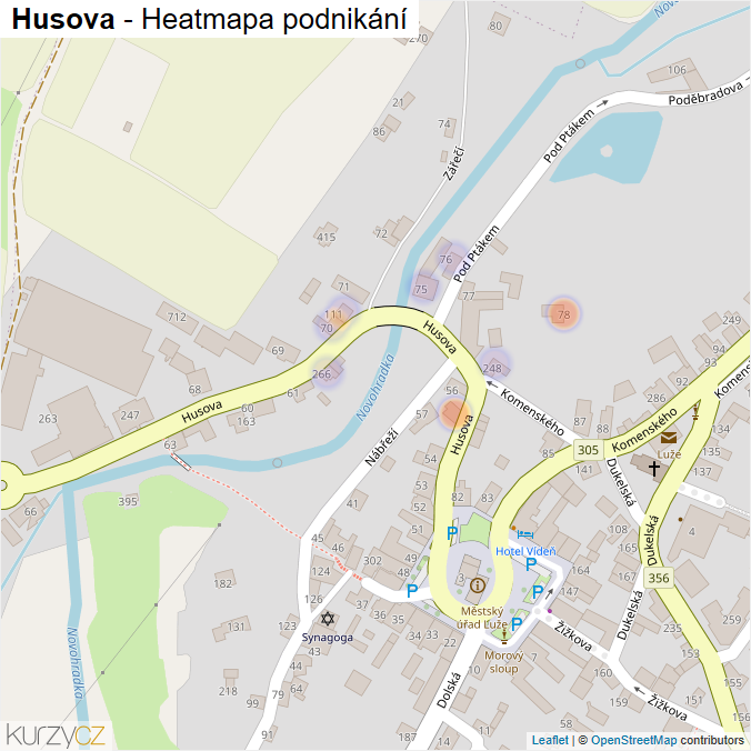 Mapa Husova - Firmy v ulici.