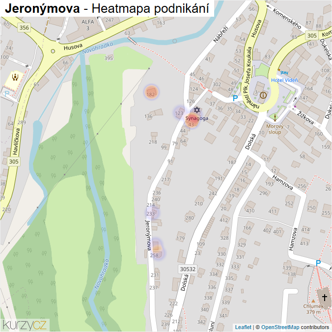 Mapa Jeronýmova - Firmy v ulici.