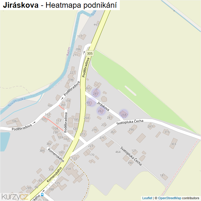 Mapa Jiráskova - Firmy v ulici.