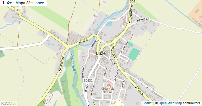 Luže - mapa části obce